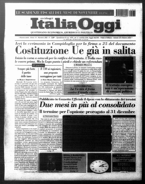 Italia oggi : quotidiano di economia finanza e politica